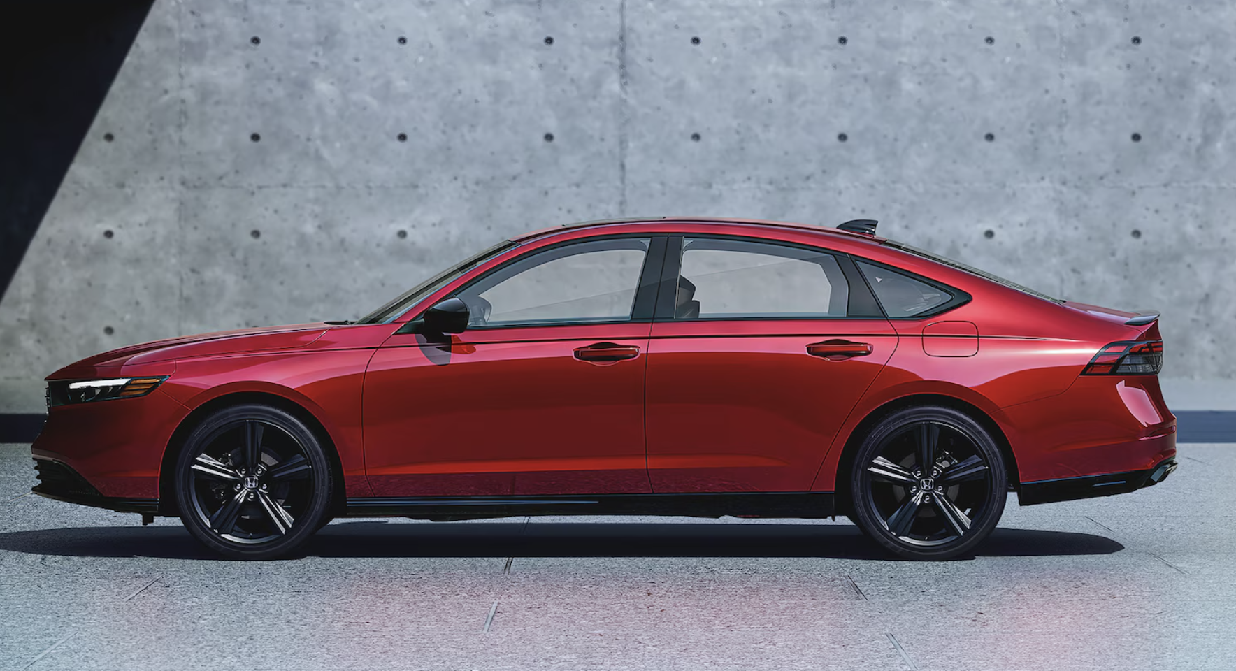 2025 honda accord in red viewed from the side