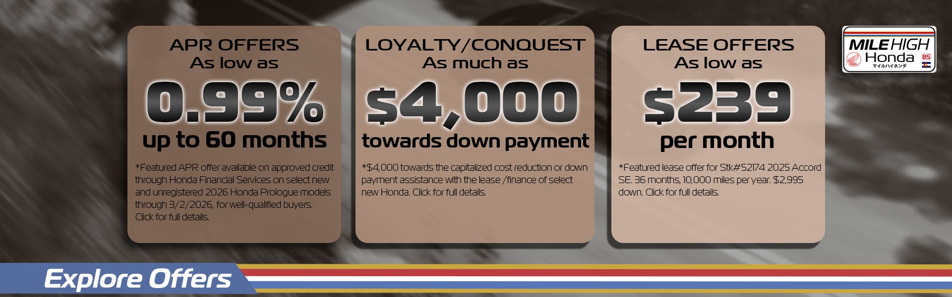 APR, Loyalty/Conquest and Lease Offers